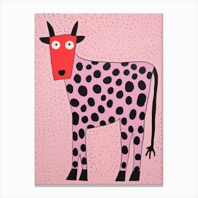 Pink Polka Dot Cow 1 Canvas Print