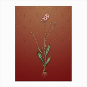 Vintage Gladiolus Junceus Botanical on Falu Red Pattern Canvas Print