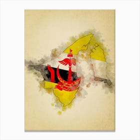 Brunei Flag Vintage Canvas Print