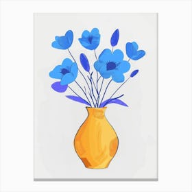 Blue Flowers In A Vase 2 Canvas Print