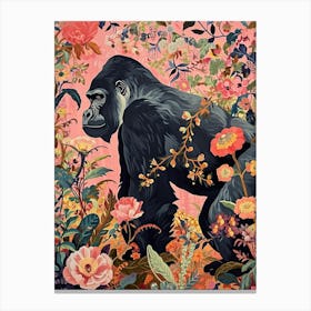 Floral Animal Painting Mountain Gorilla 2 Canvas Print