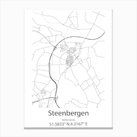 Steenbergen,Netherlands Minimalist Map Canvas Print