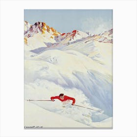 Skiing In Champex, France Canvas Print