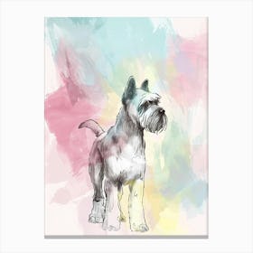 Schnauzer Dog Pastel Line Watercolour Illustration  2 Canvas Print