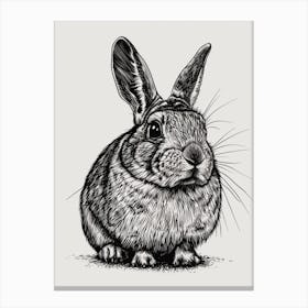 Chinchilla Blockprint Rabbit Illustration 2 Canvas Print