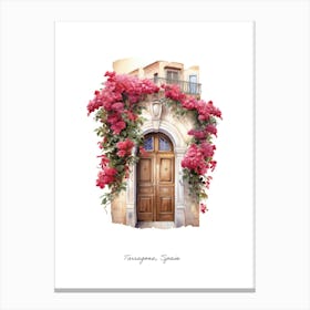 Tarragona, Spain   Mediterranean Doors Watercolour Painting 1 Poster Canvas Print