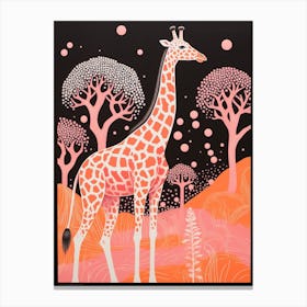 Abstract Giraffe Orange & Pink Portrait 6 Canvas Print