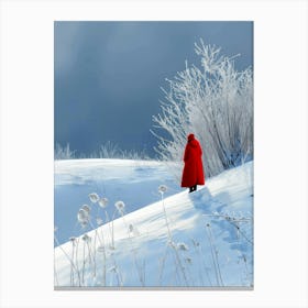 Woman In A Red Coat Canvas Print