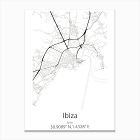 Ibiza,Spain Minimalist Map Canvas Print