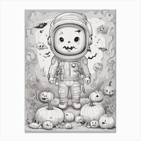 Astronaut With Pumpkins Canvas Print