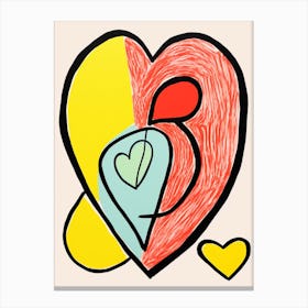Crayon Style Red & Yellow Heart Canvas Print