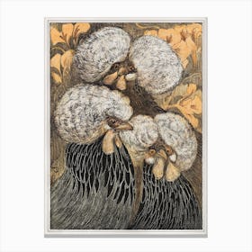 Three Crested Chickens, Theo Van Hoytema Canvas Print