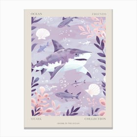 Purple Shark In The Ocean Illustration 2 Poster Canvas Print