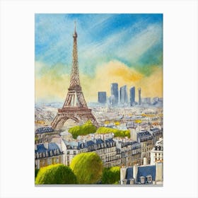 Stylized Skyline Of Paris With The Eiffel Tower Canvas Print