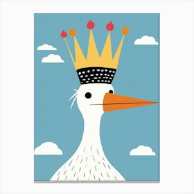 Little Stork Wearing A Crown Canvas Print