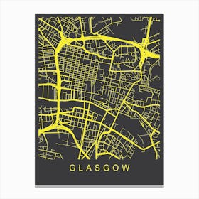 Glasgow Map Neon Canvas Print
