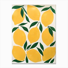 Lemons And Leaves White Background Canvas Print