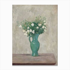 Vase Of White Roses Canvas Print