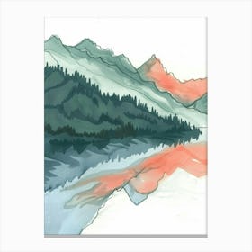 Mountain Landscape Watercolor Painting Canvas Print