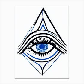 Third Eye Symbolism, Symbol, Third Eye Blue & White 2 Canvas Print