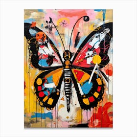 Butterfly multicolor in Basquiat's Style Canvas Print