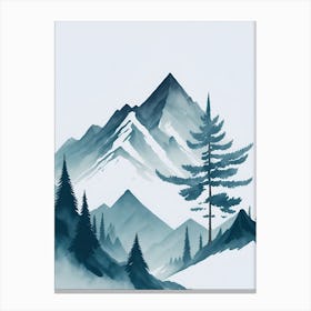 Mountain And Forest In Minimalist Watercolor Vertical Composition 178 Canvas Print