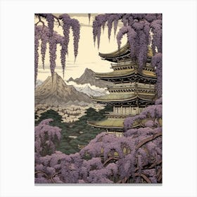 Fuji Wisteria Japanese Botanical Illustration Canvas Print
