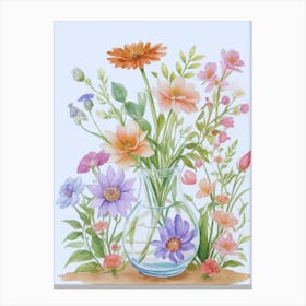 Daisy Flowers In A Vase Canvas Print