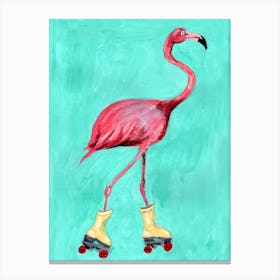 Rollerskating Flamingo Canvas Print