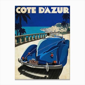 Vintage Cote D Azur Travel Car Canvas Print