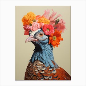 Bird With A Flower Crown Pheasant 2 Canvas Print