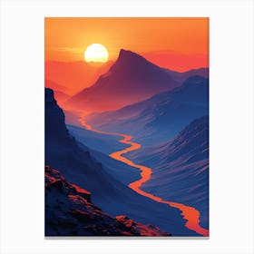 Sunset Over A River Canvas Print