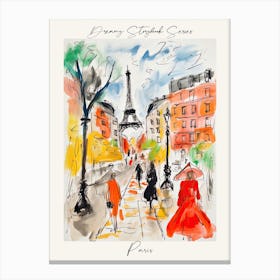 Poster Of Paris, Dreamy Storybook Illustration 4 Canvas Print