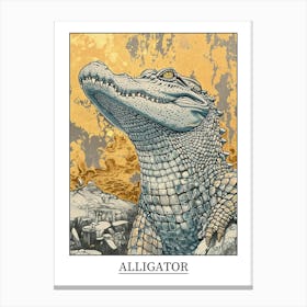 Alligator Precisionist Illustration 3 Poster Canvas Print