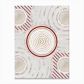 Geometric Abstract Glyph in Festive Gold Silver and Red n.0043 Canvas Print