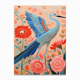Maximalist Bird Painting Great Blue Heron 5 Canvas Print