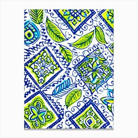 Blue And Green Paisley Canvas Print