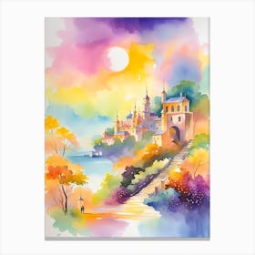 Watercolor Of A Castle 2 Canvas Print