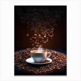 Coffee Cup With Coffee Beans 6 Canvas Print