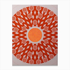 Geometric Glyph Circle Array in Tomato Red n.0101 Canvas Print