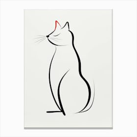 Ink Cat Line Drawing Red Ear Canvas Print
