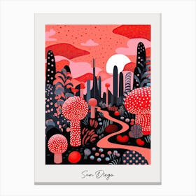 Poster Of San Diego, Illustration In The Style Of Pop Art 2 Canvas Print