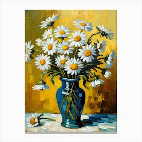 Daisies In A Blue Vase 1 Canvas Print