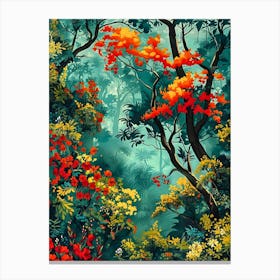 Tropical Forest Inspired by William Morris Canvas Print