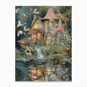 Fairy Village Collage Pond Monet Scrapbook 1 Canvas Print