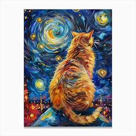 Cat Starry Night 3 Canvas Print