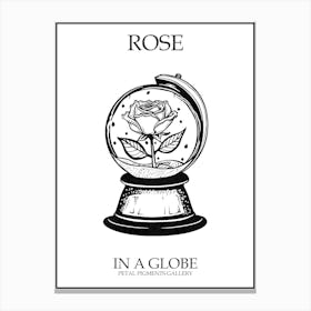 Rose In A Globe Line Drawing 3 Poster Canvas Print