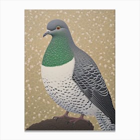 Ohara Koson Inspired Bird Painting Pigeon 2 Canvas Print