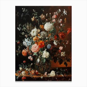 Baroque Floral Still Life Everlasting Flowers 1 Canvas Print