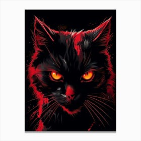 Black Cat With Red Eyes Canvas Print